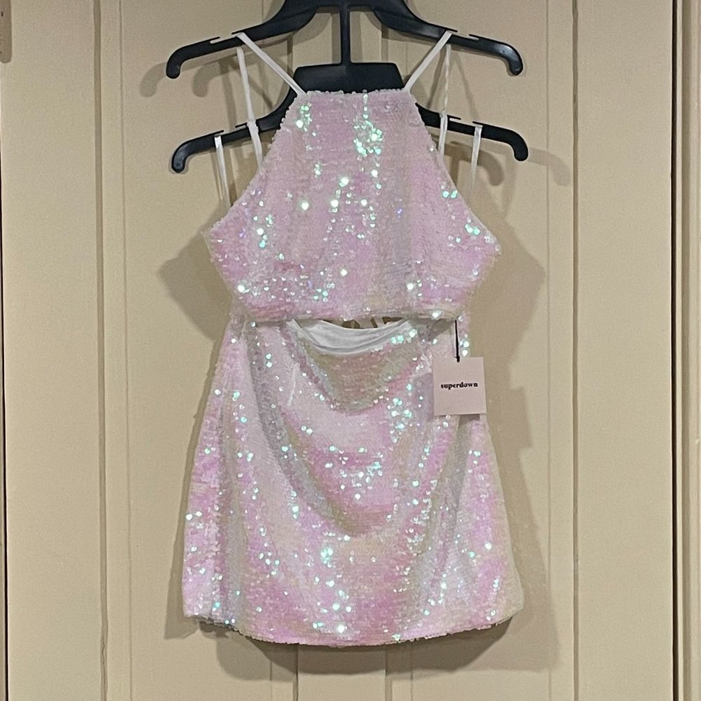 Superdown Ariel sequin skirt set XS